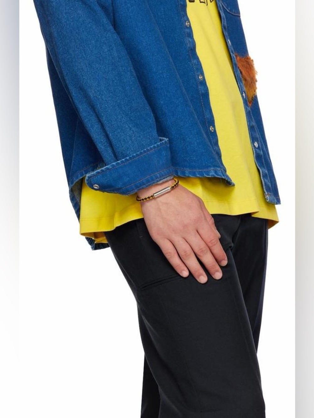 Marni Black & Yellow Braided Leather Bracelet